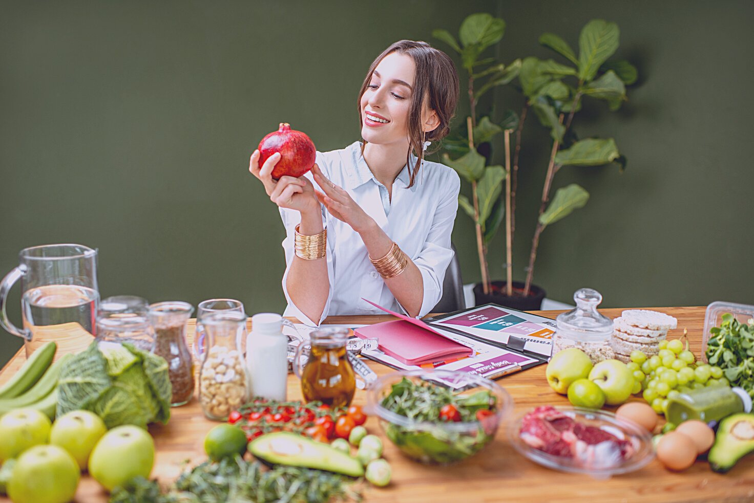 Dietitian with Healthy Food in the Office